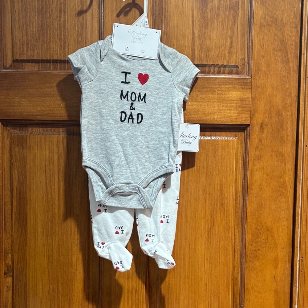 Gray Baby Onesie and Pants Set